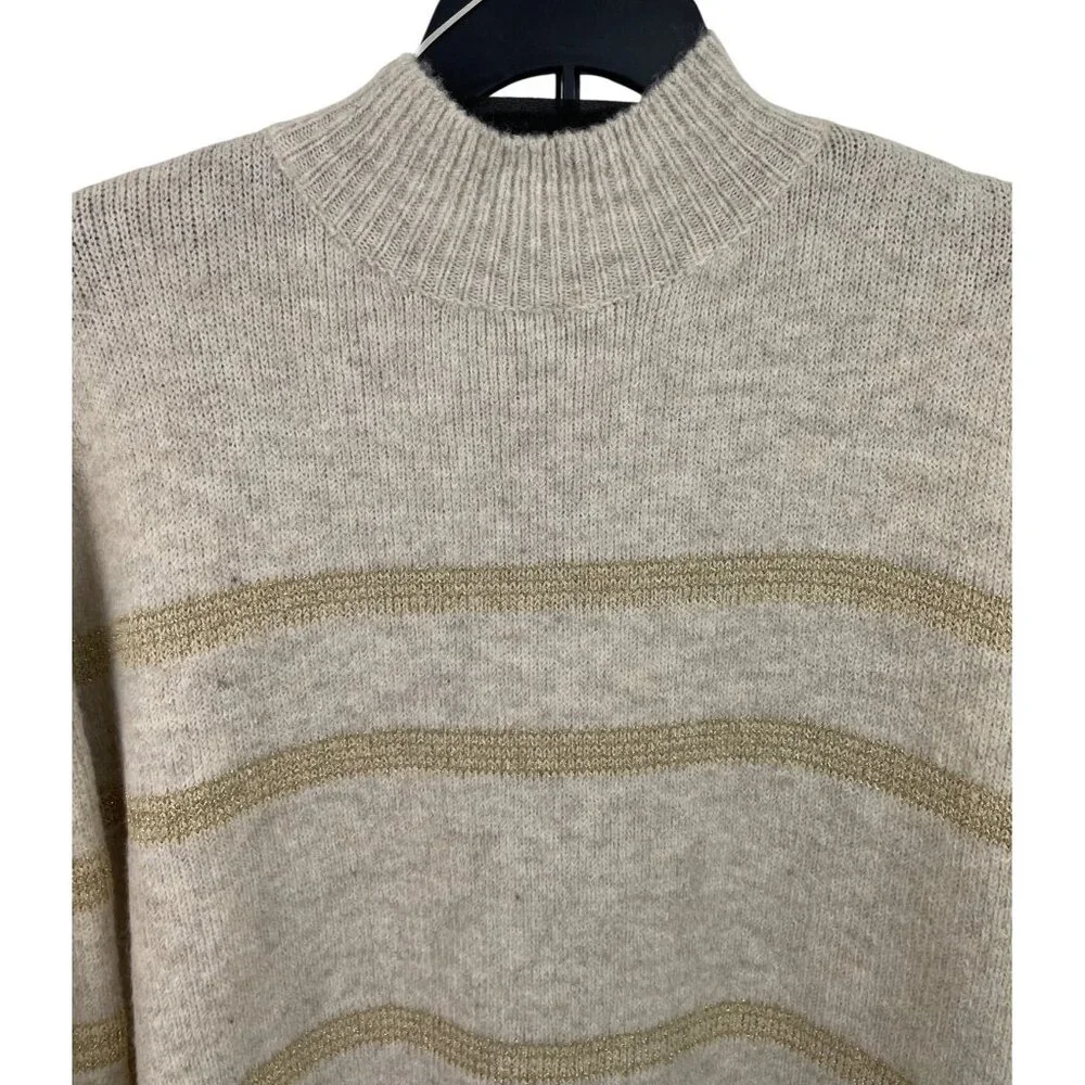 Grace & Karen Beige & Gold Striped Oversized Sweater Dress Womens Size 1X - Picture 3 of 11